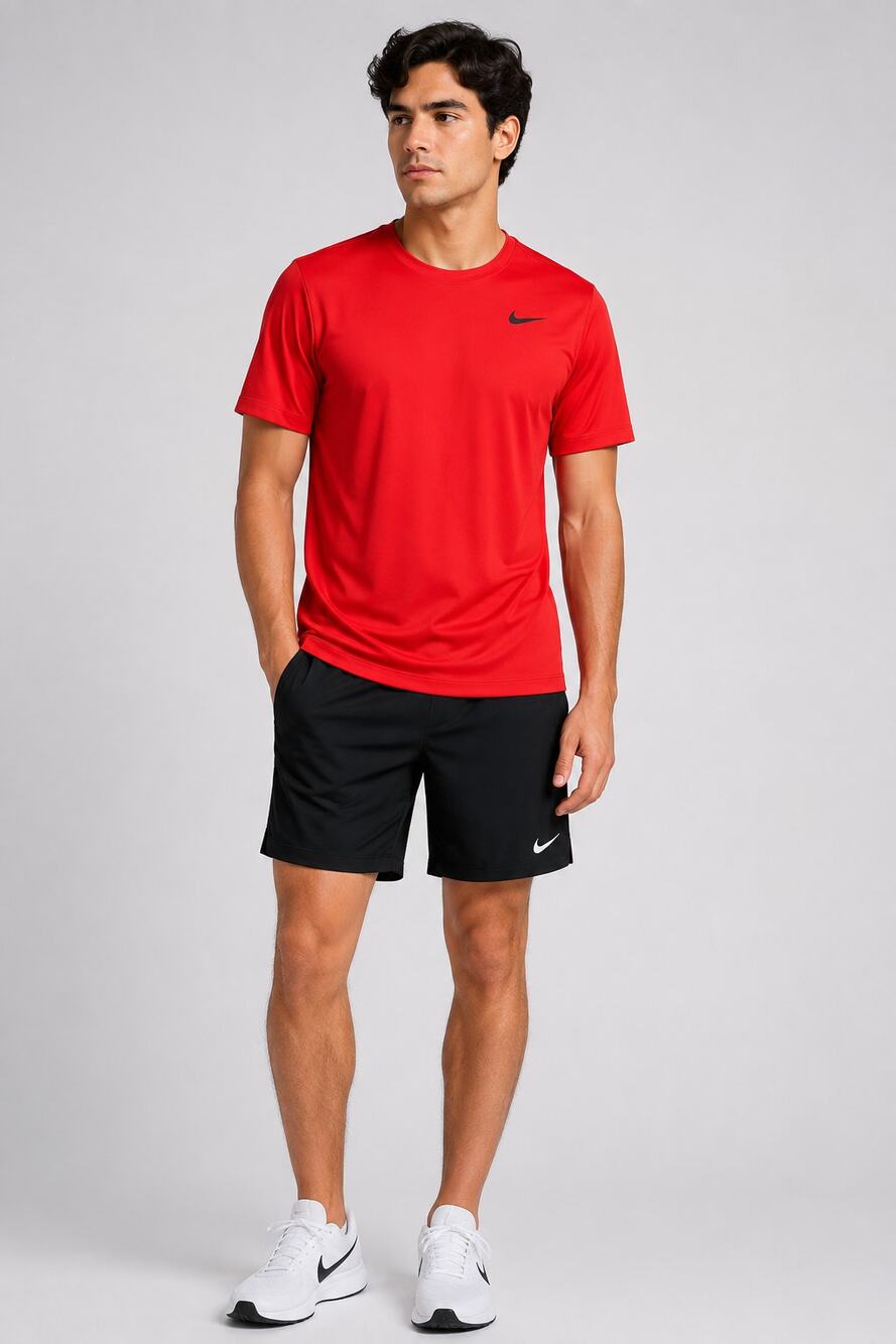 Nike Men’s Dri-FIT Training T-Shirt Red Black Swoosh Size M NWT 027